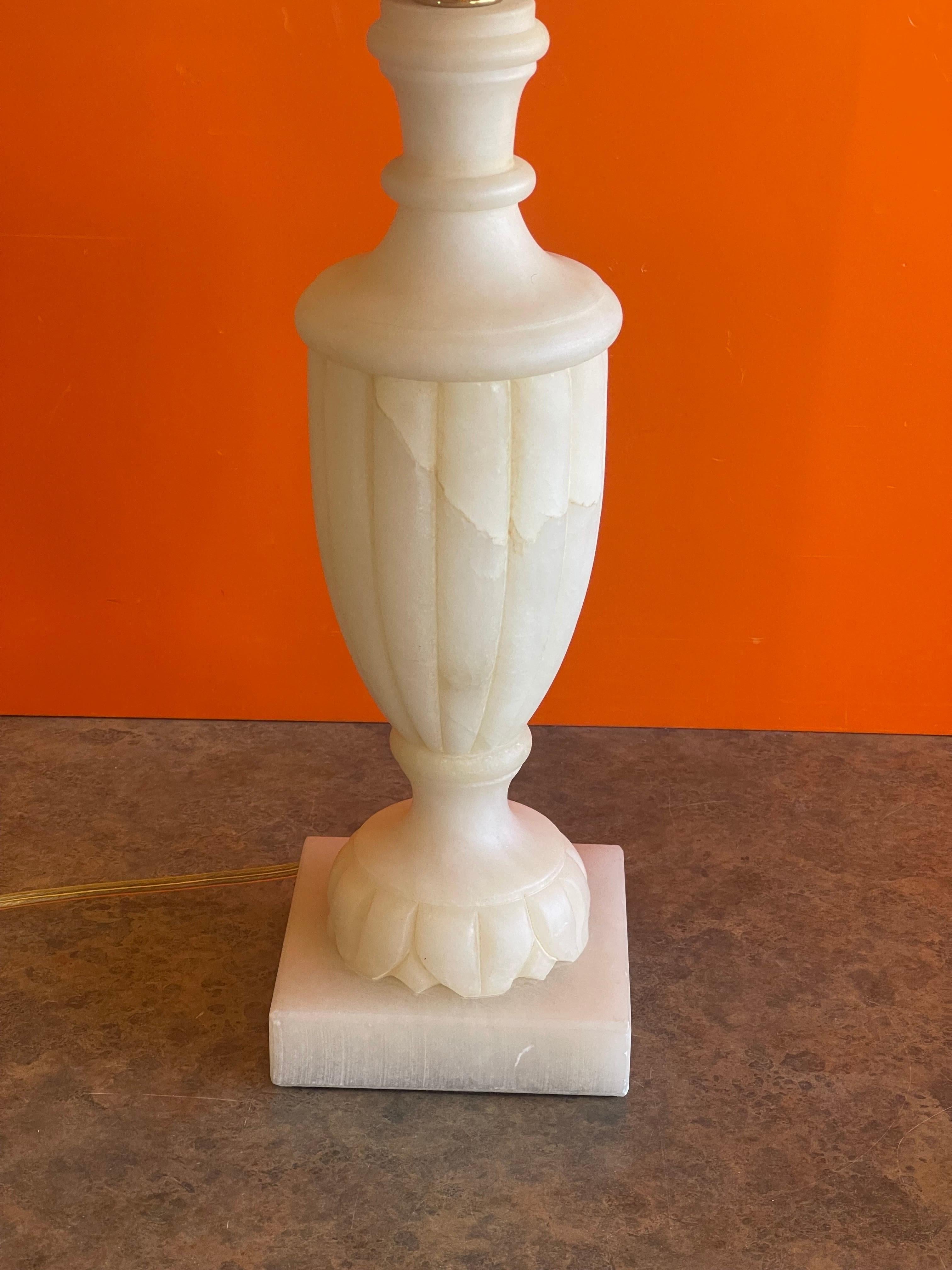 Hand-Carved Hand Carved Alabaster Table Lamp by Sarreid Ltd. For Sale