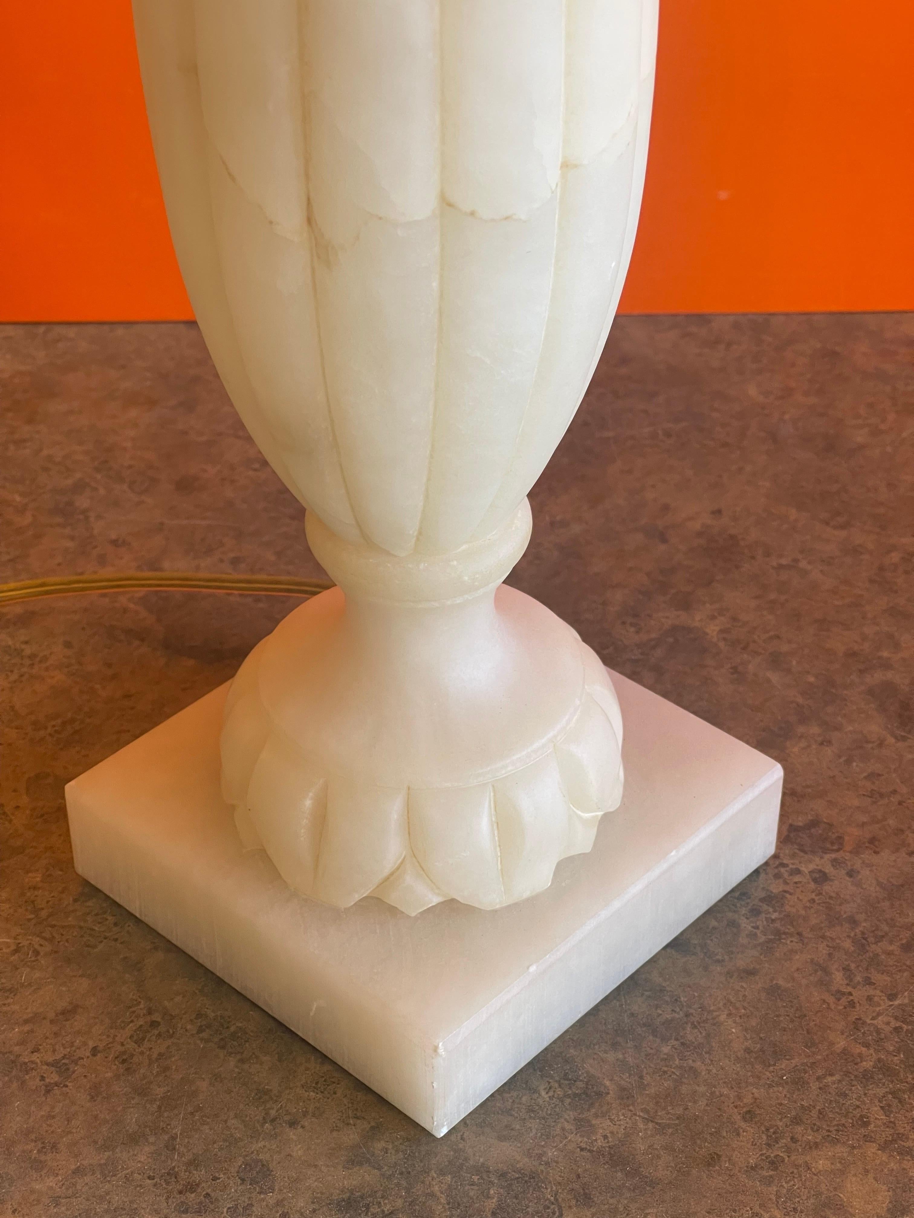 Hand Carved Alabaster Table Lamp by Sarreid Ltd. In Good Condition For Sale In San Diego, CA