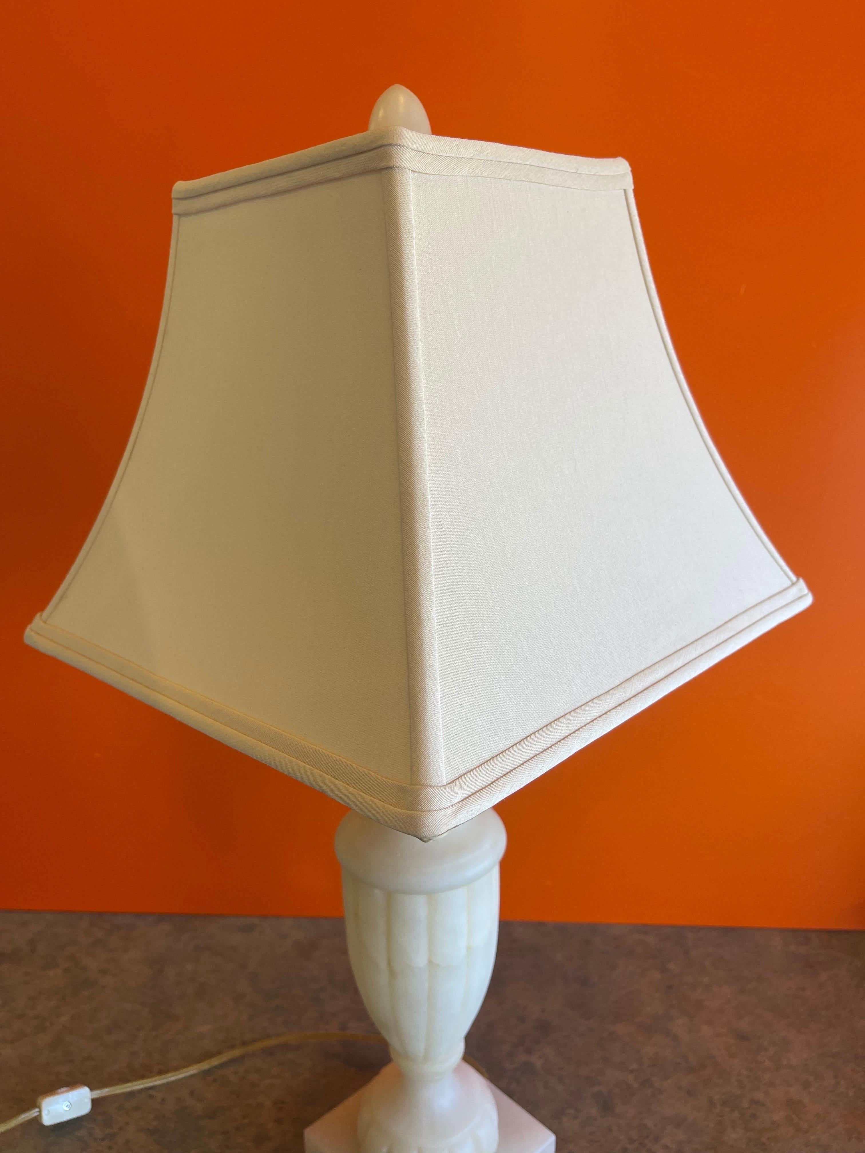 20th Century Hand Carved Alabaster Table Lamp by Sarreid Ltd. For Sale