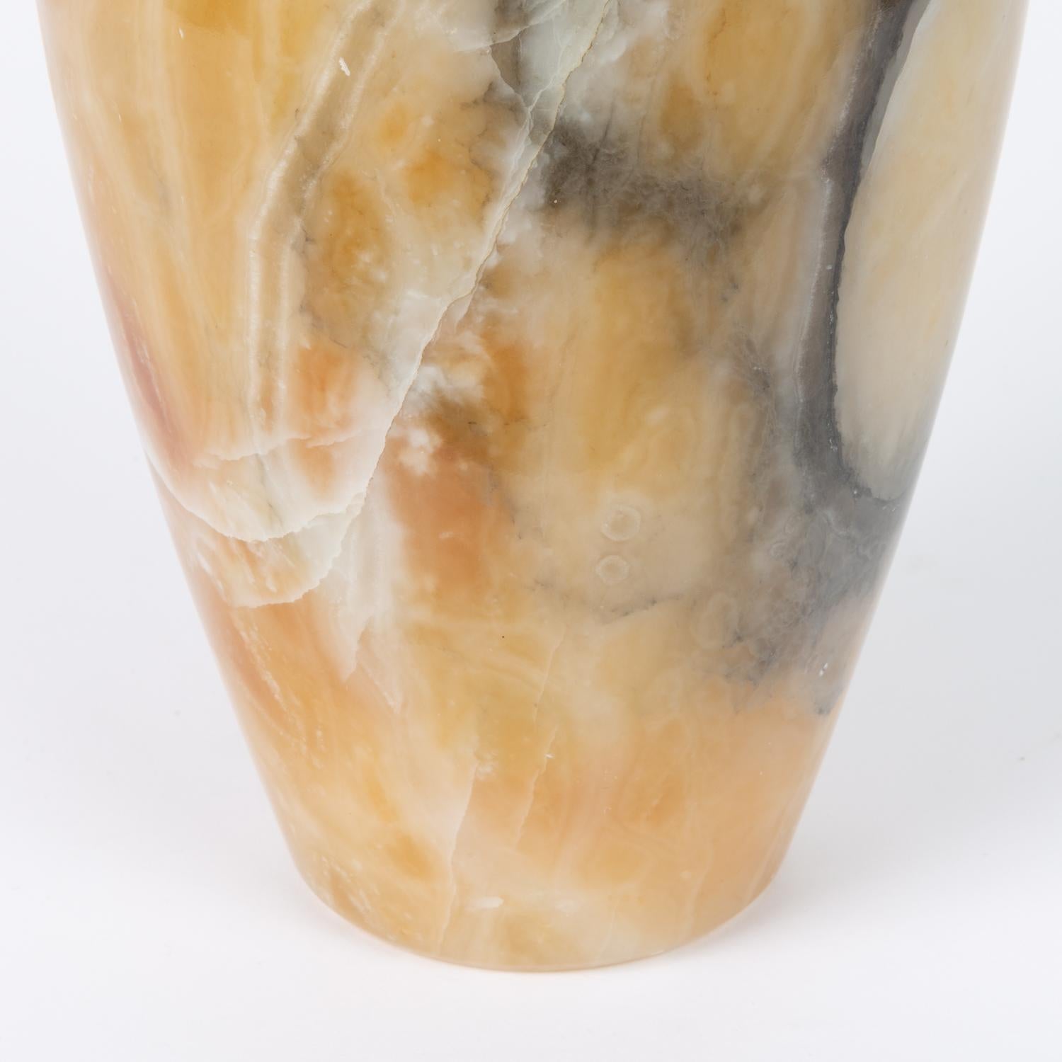Hand Carved Alabaster Vase In Excellent Condition In Los Angeles, CA