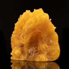 Hand-Carved Amber Dragon // 147.3 Grams