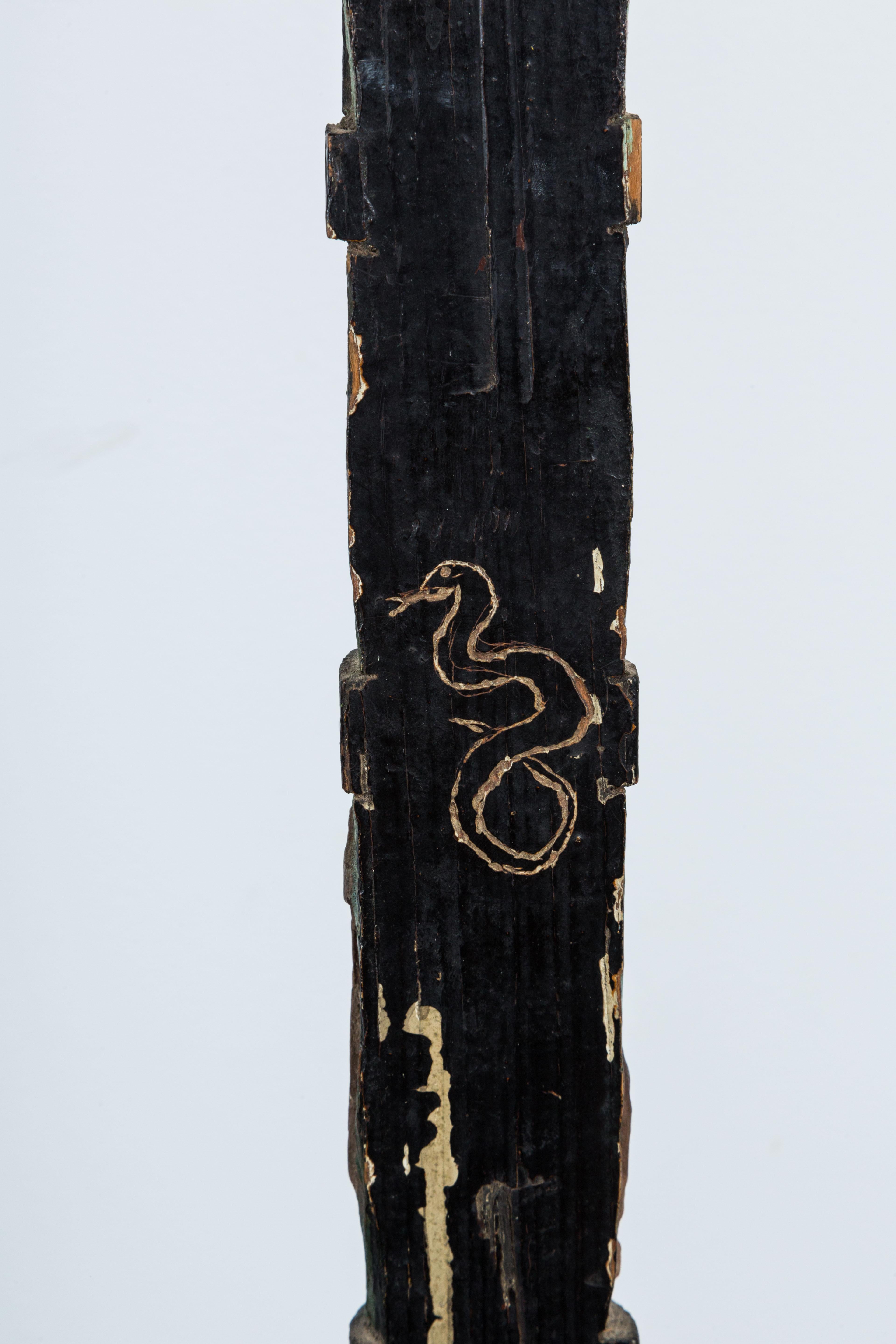 Wood Hand-Carved American Folk Art Totem Pole Evolution Fish to Infant