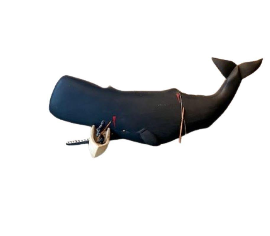 Hand-Carved Hand Carved and Decorated Sperm Whale Plaque, circa 1950 - 1960s