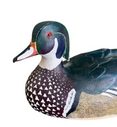 Hand Carved and Decorated Wood Duck Drake by Jean Charles Berruet, Nantucket