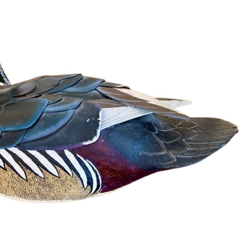 Américain Canard Drake en bois sculpté et décoré à la main par Jean Charles Berruet, Nantucket en vente