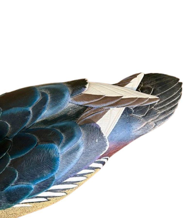 Sculpté à la main Canard Drake en bois sculpté et décoré à la main par Jean Charles Berruet, Nantucket en vente