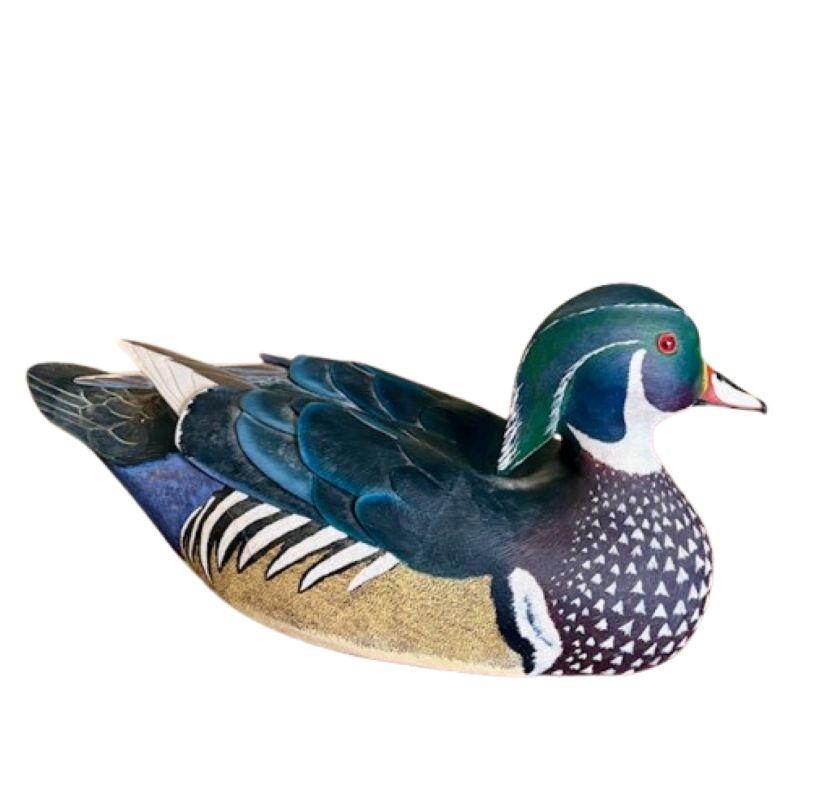 Fin du 20e siècle Canard Drake en bois sculpté et décoré à la main par Jean Charles Berruet, Nantucket en vente