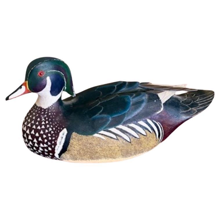 Canard Drake en bois sculpté et décoré à la main par Jean Charles Berruet, Nantucket en vente