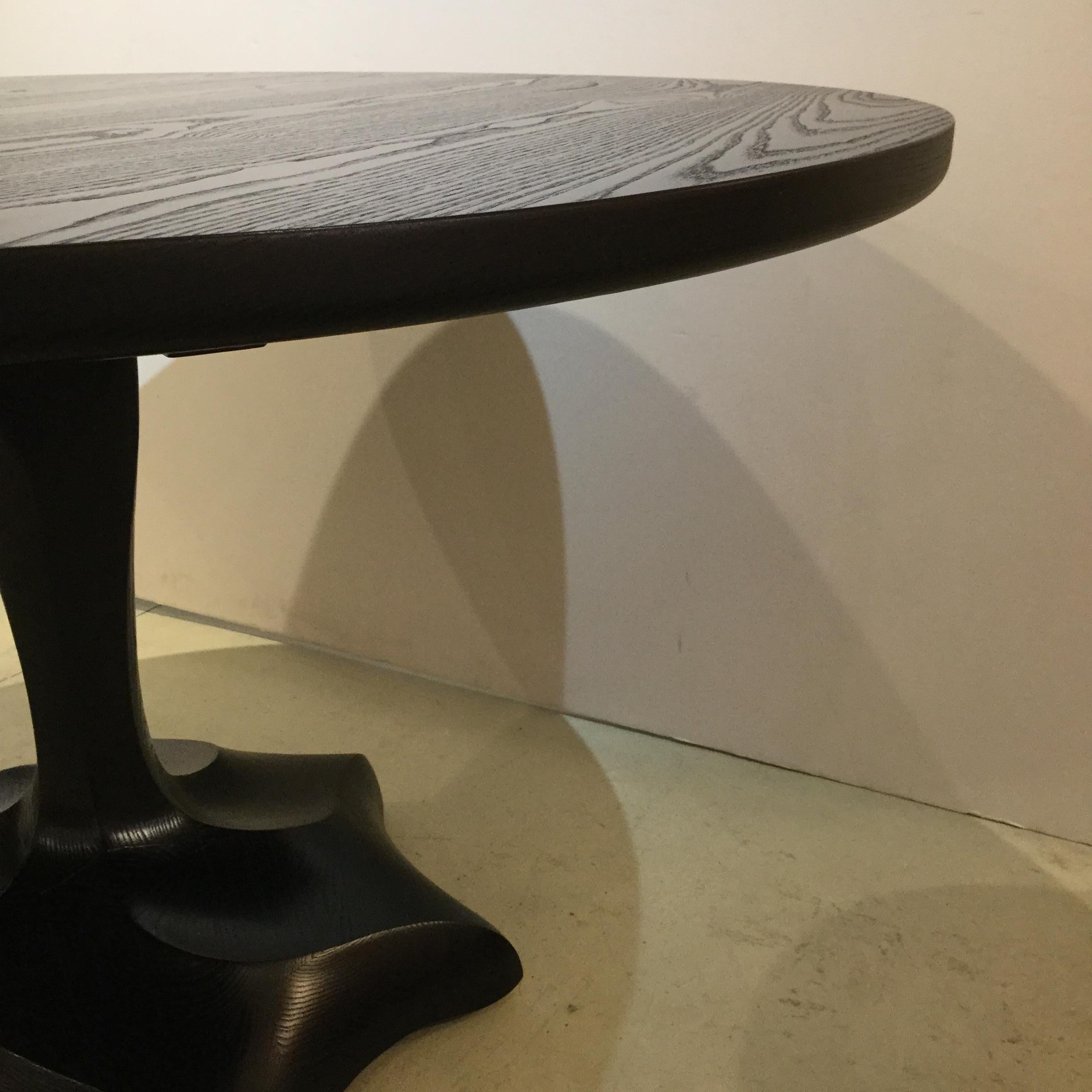 American Hand Carved and Ebonized Center / Dining Table, Caleb Woodard, 2018 For Sale