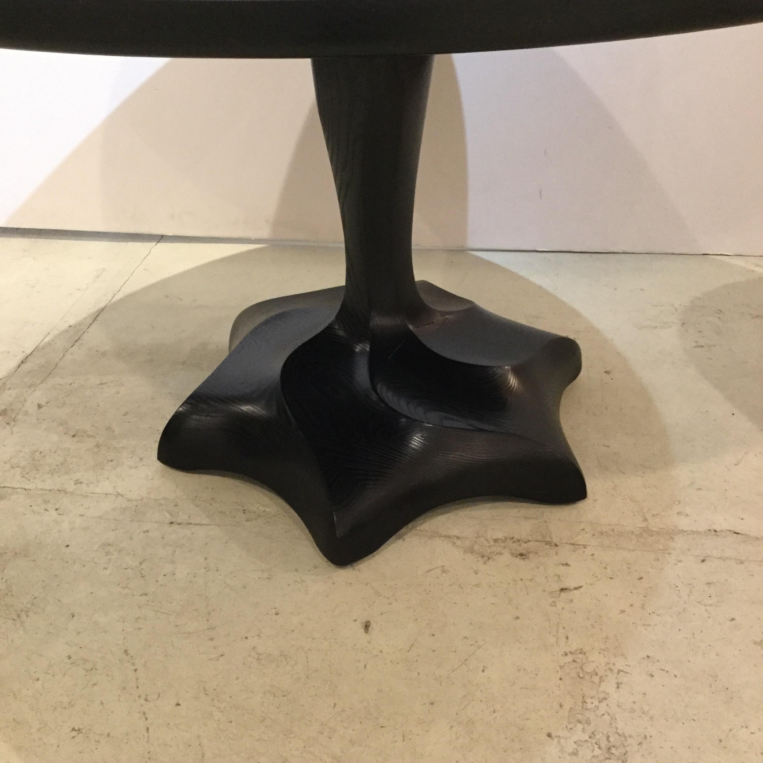 Hand Carved and Ebonized Center / Dining Table, Caleb Woodard, 2018 For