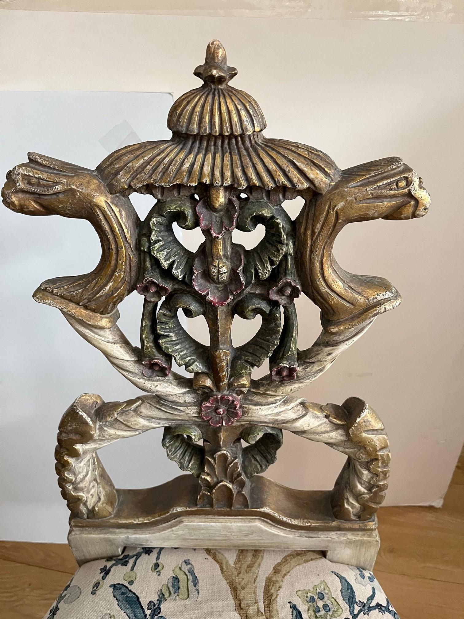 Made to Order Hand Carved, Hand-Crafted Foliated Griffin Heads Pergolessi Chair For Sale 6