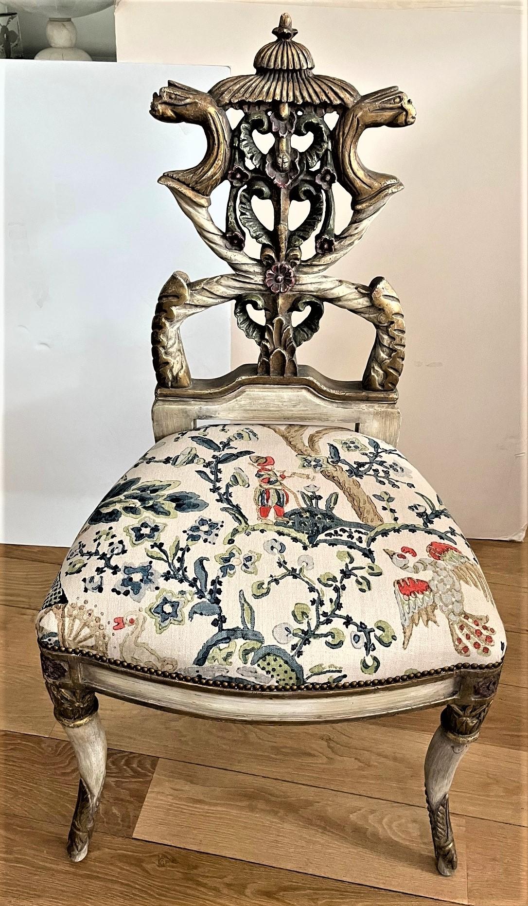 Hand-Carved Hand Carved and Hand Painted Pergolessi Chair For Sale