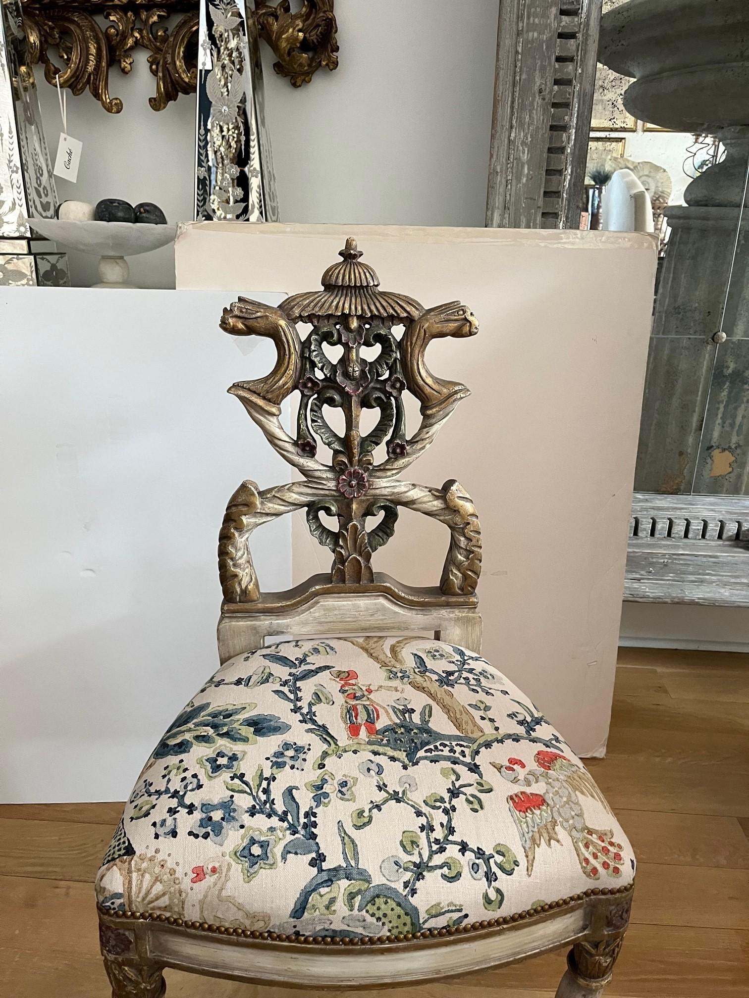 Hand Carved and Hand Painted Pergolessi Chair For Sale 1