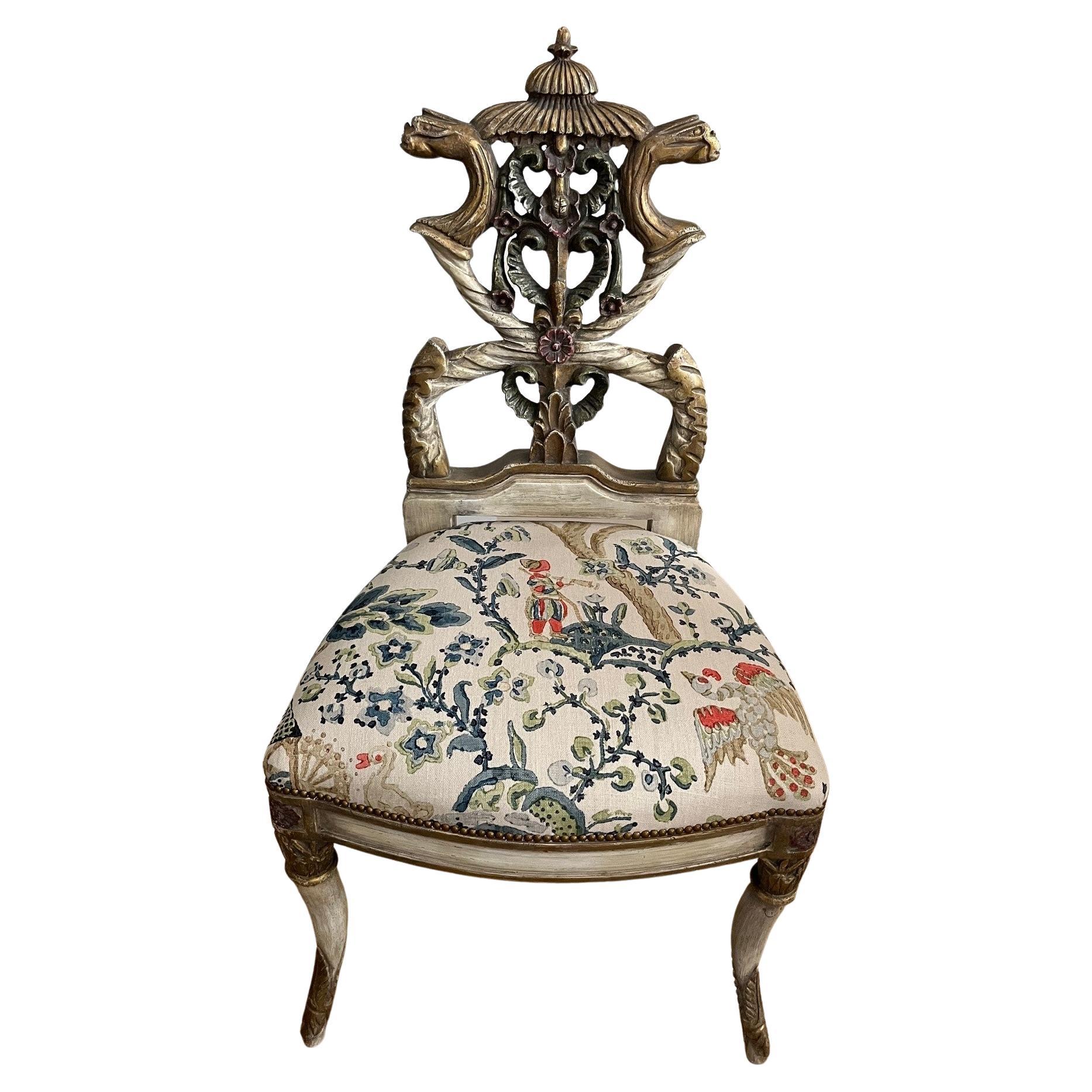 Made to Order Hand Carved, Hand-Crafted Foliated Griffin Heads Pergolessi Chair