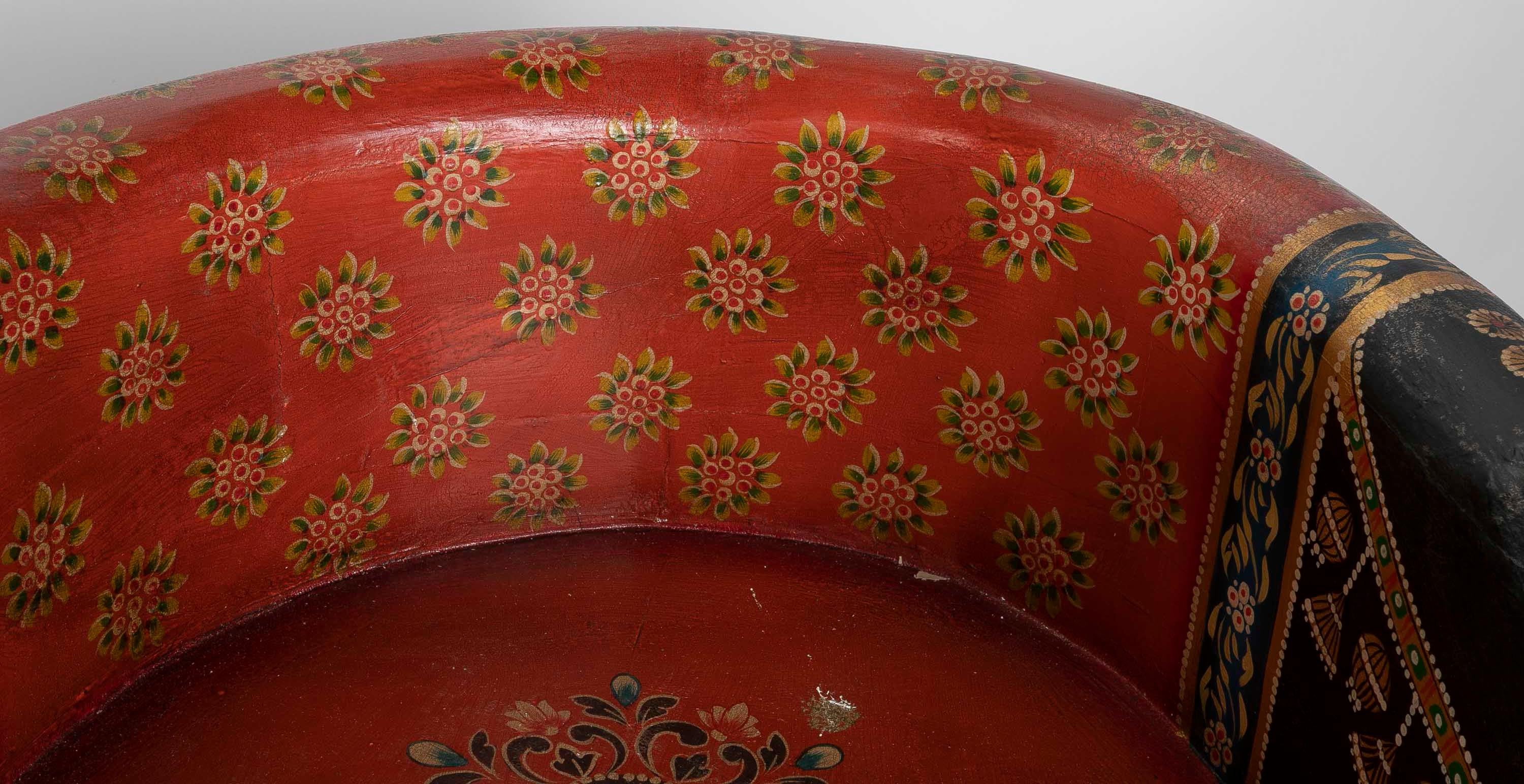 Hand-Carved and Hand-Painted Wooden Elephant Armchair For Sale 8