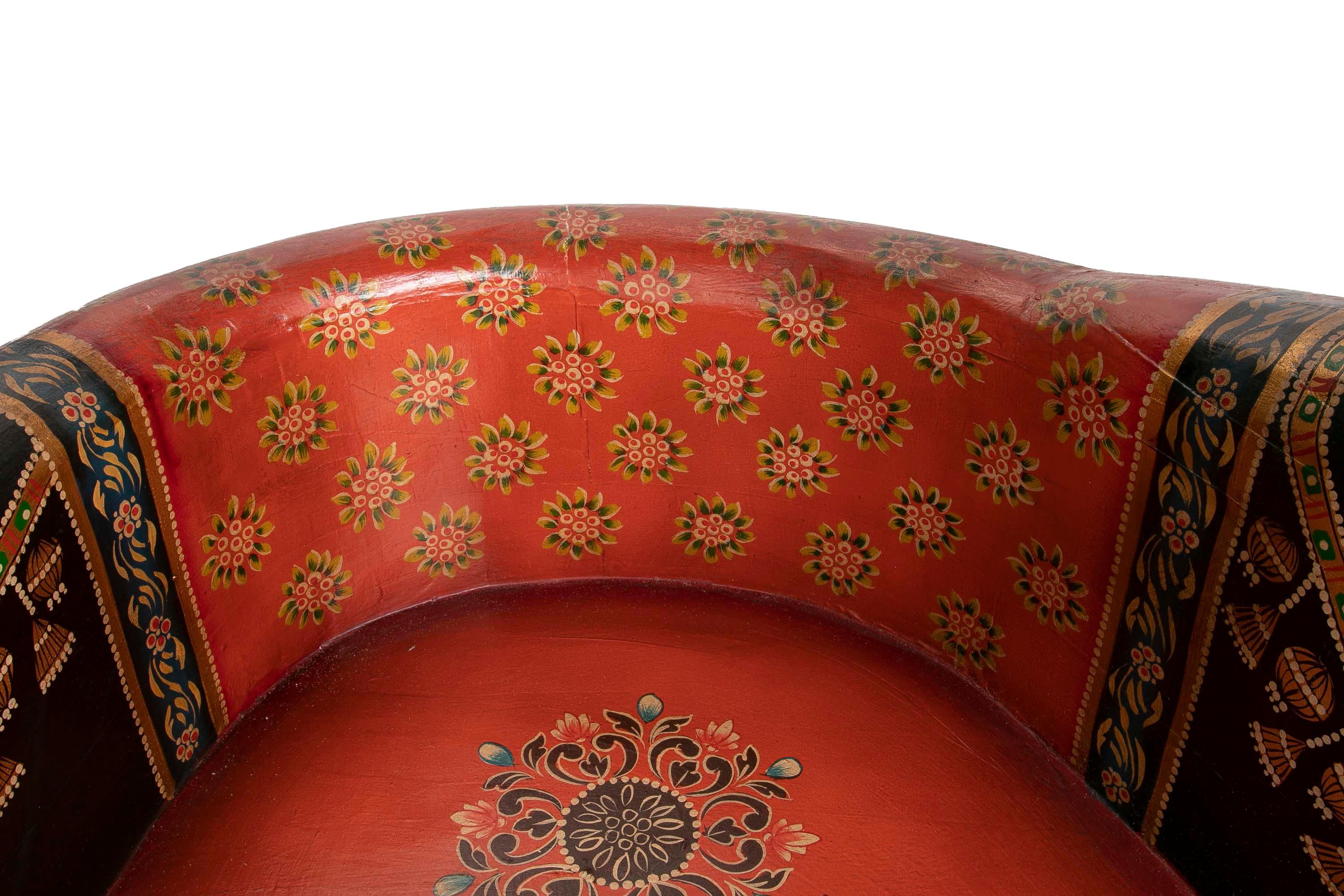 Hand-Carved and Hand-Painted Wooden Elephant Armchair For Sale 13