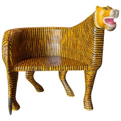 Poltrone Tigre in legno intagliate e dipinte a mano
