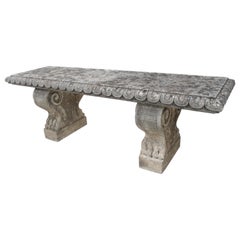 Hand Carved and Nicely Weathered Limestone Park Bench from Italy