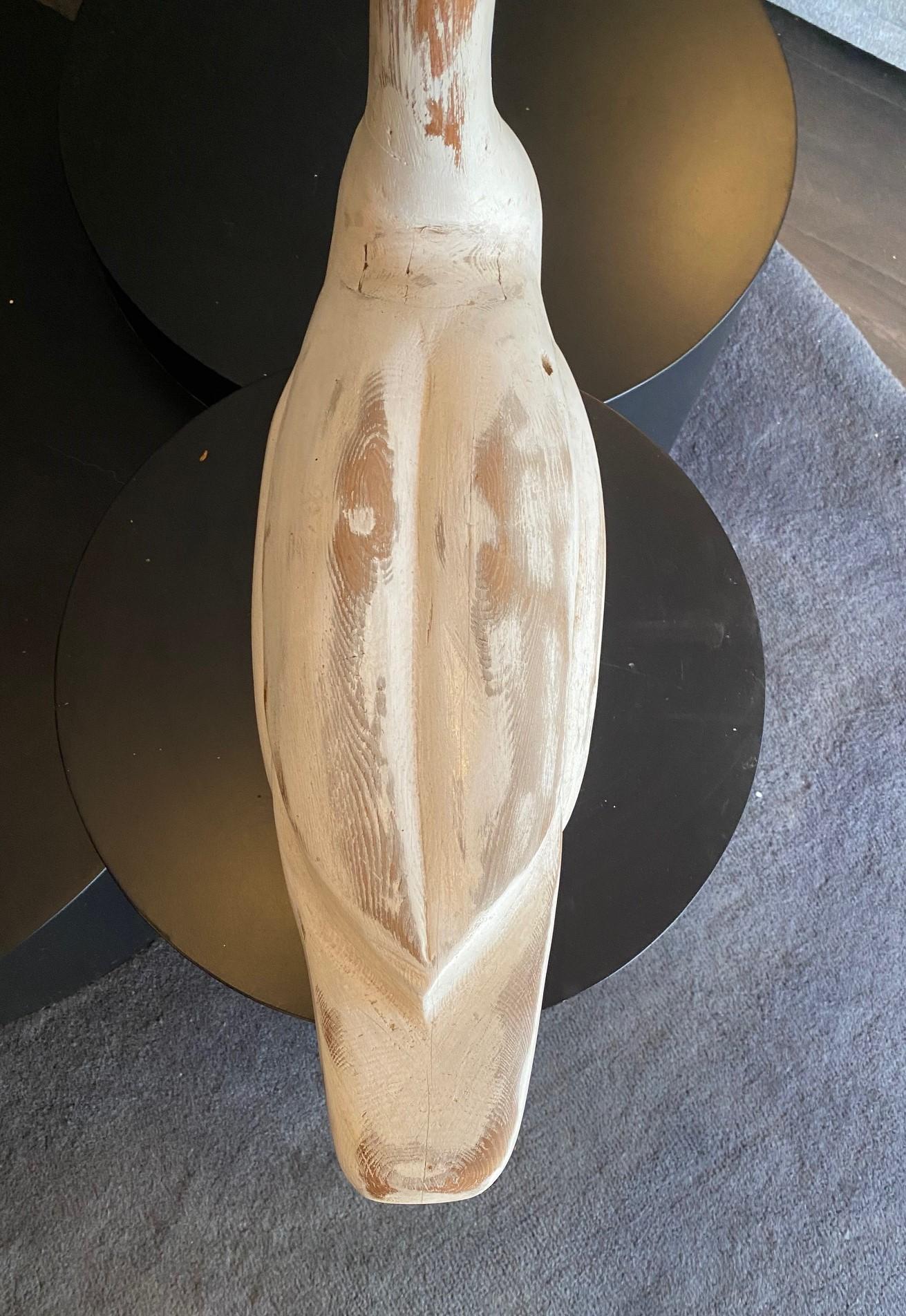 Hand Carved and Painted Large Vintage Antique Wood Swan Decoy Sculpture 4