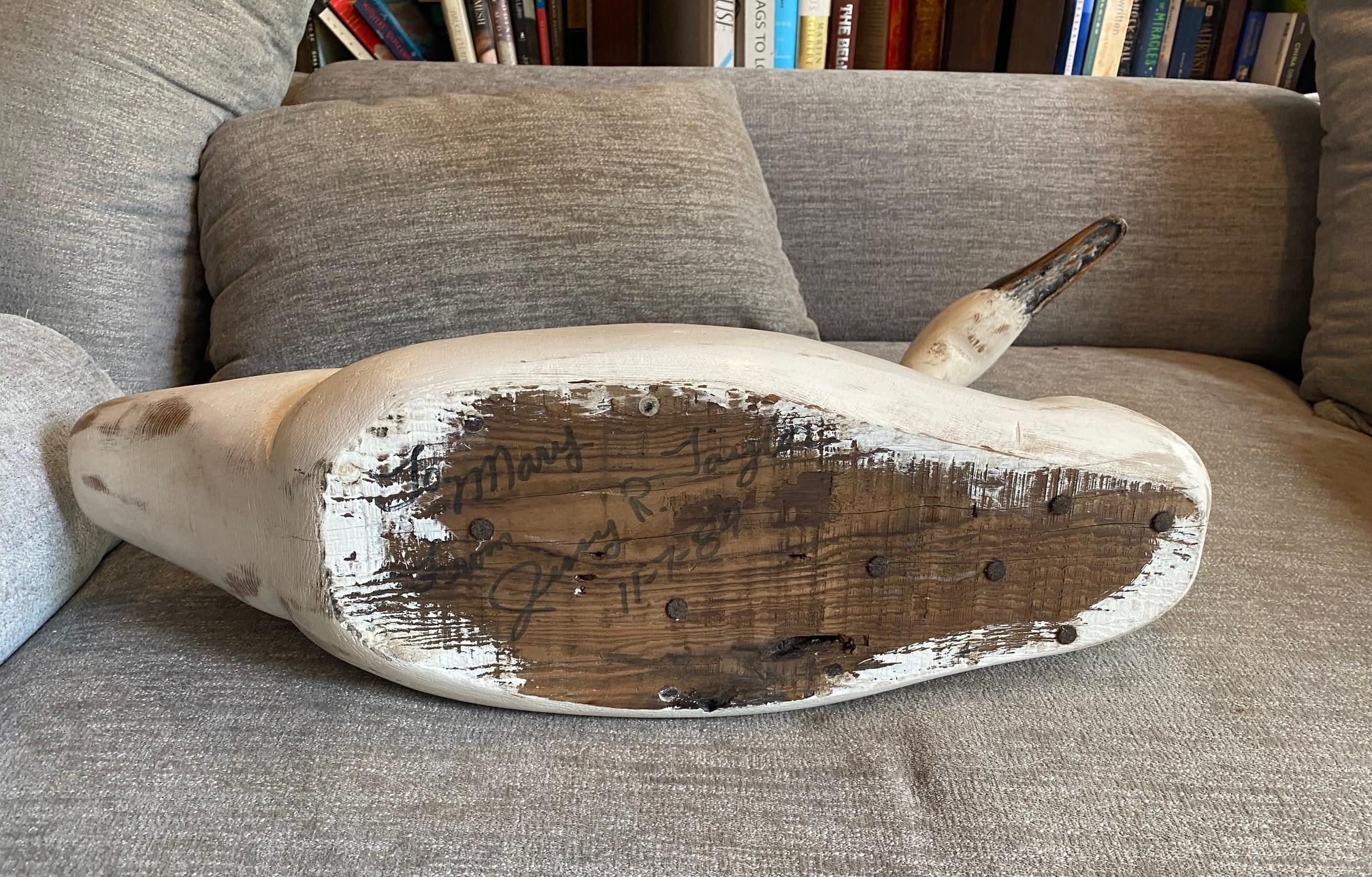 Hand Carved and Painted Large Vintage Antique Wood Swan Decoy Sculpture 6