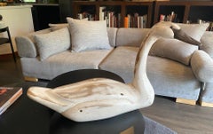 Hand Carved and Painted Large Vintage Antique Wood Swan Decoy Sculpture