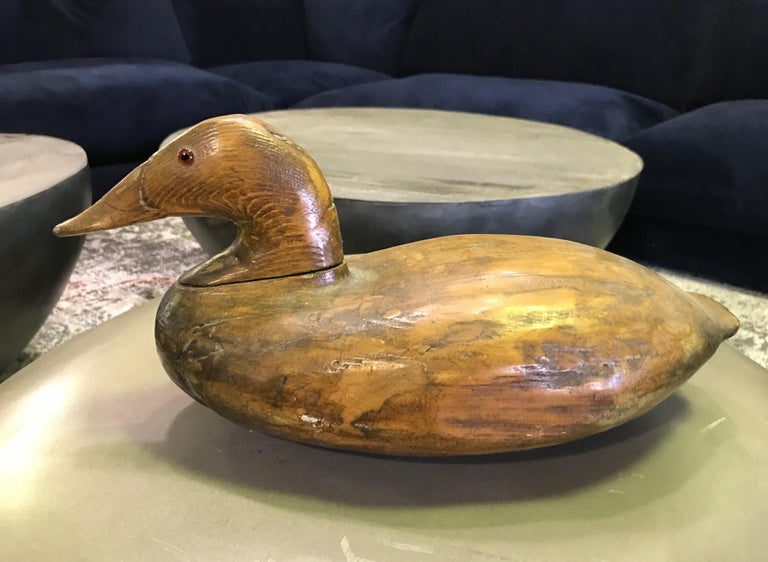 Hand Carved and Painted Large Vintage Wood Duck Decoy, Early 20th