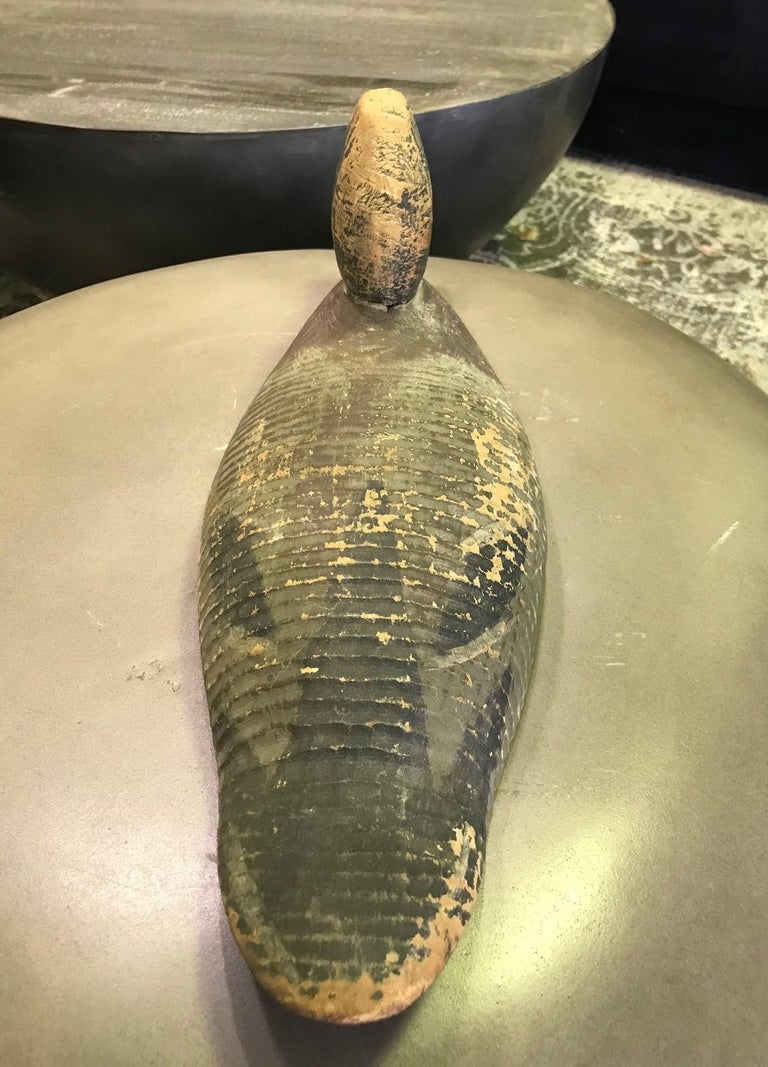 Hand Carved and Painted Large Vintage Wood Duck Decoy, Early 20th