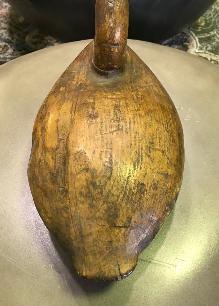 Hand Carved and Painted Large Vintage Wood Duck Decoy, Early 20th
