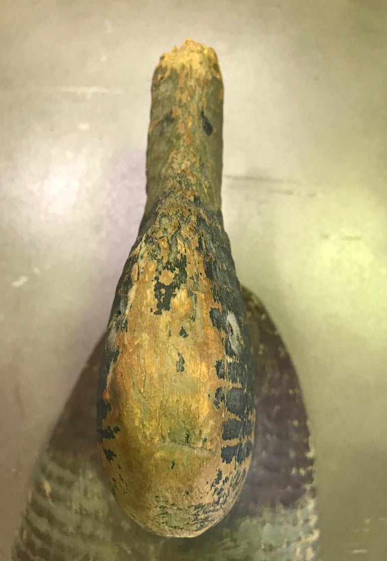 Hand Carved and Painted Large Vintage Wood Duck Decoy, Early 20th