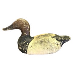 Hand Carved and Painted Large Antique Wood Duck Decoy, Early 20th Century