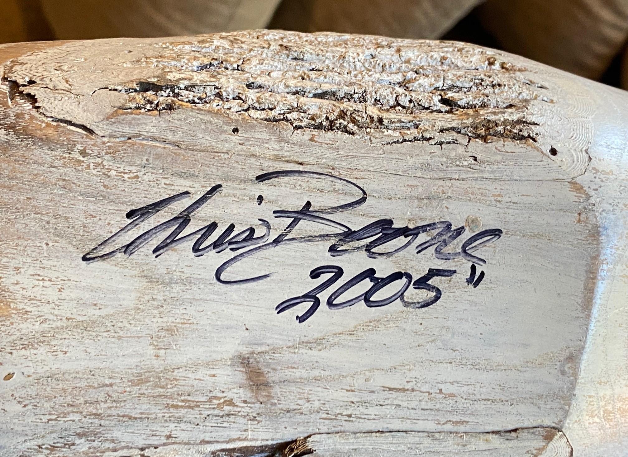 Sculpture d'appelant en bois vintage signée, sculptée et peinte à la main, représentant un cygne en train de se prélasser en vente 11