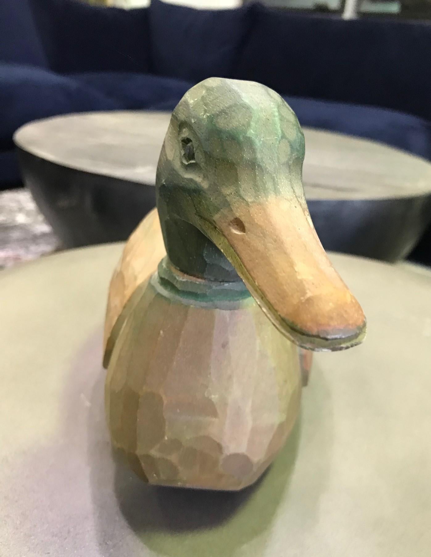 Folk Art Hand Carved and Painted Vintage Wood Duck Decoy