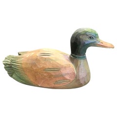 Hand Carved and Painted Vintage Wood Duck Decoy