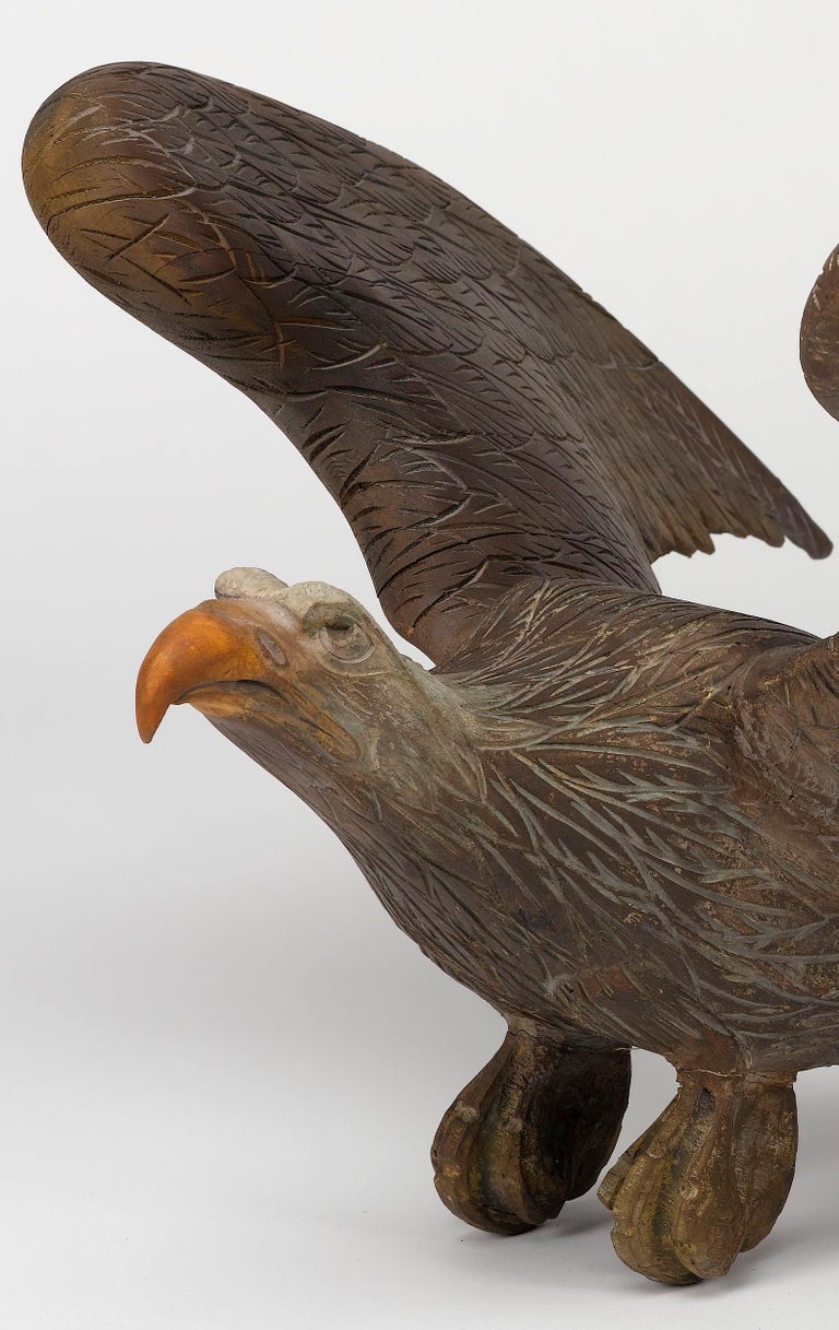 Wooden Eagle Sculpture, Hand Carved and Painted For Sale at 1stDibs