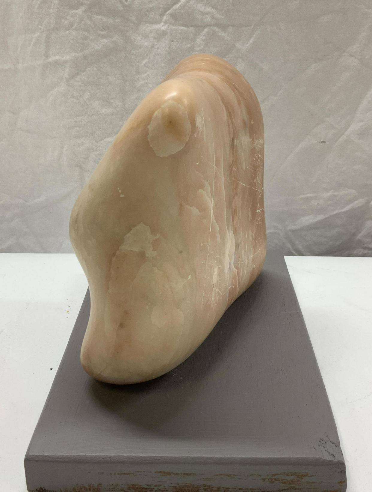 Americano Scultura in pietra feldspatica scolpita e lucidata a mano su base in Wood laccato. in vendita
