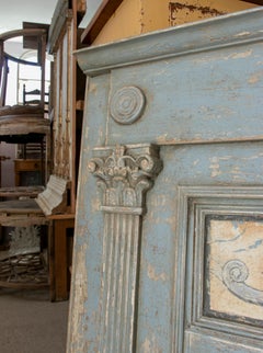 Hand-Carved and Polychromed Wooden Trumeau Wall Mirror