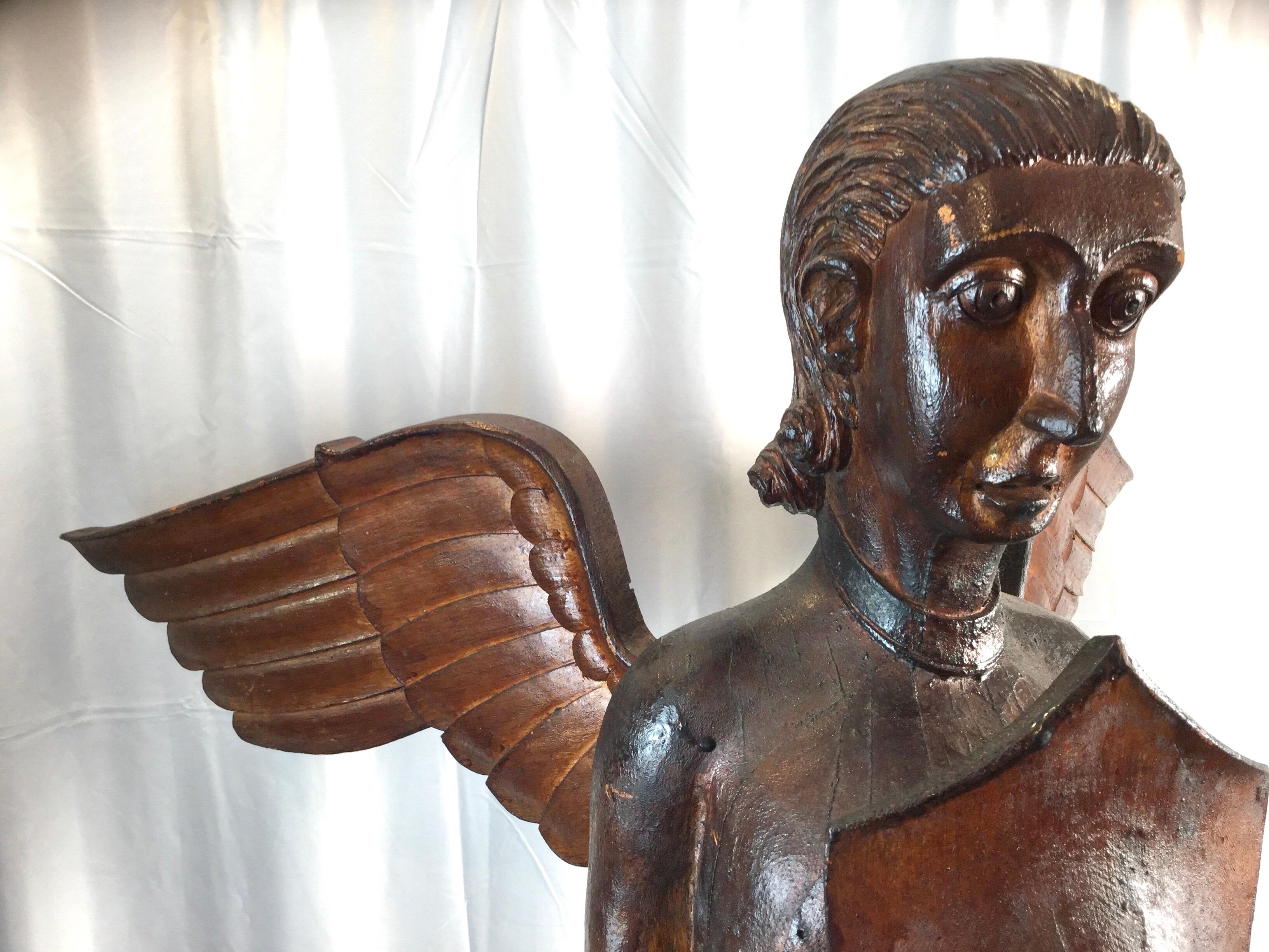 Primitive Hand Carved Angel, 18th Century