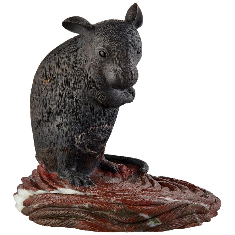 Hand Carved Animal Figure, Rat Talisman for Home For Sale