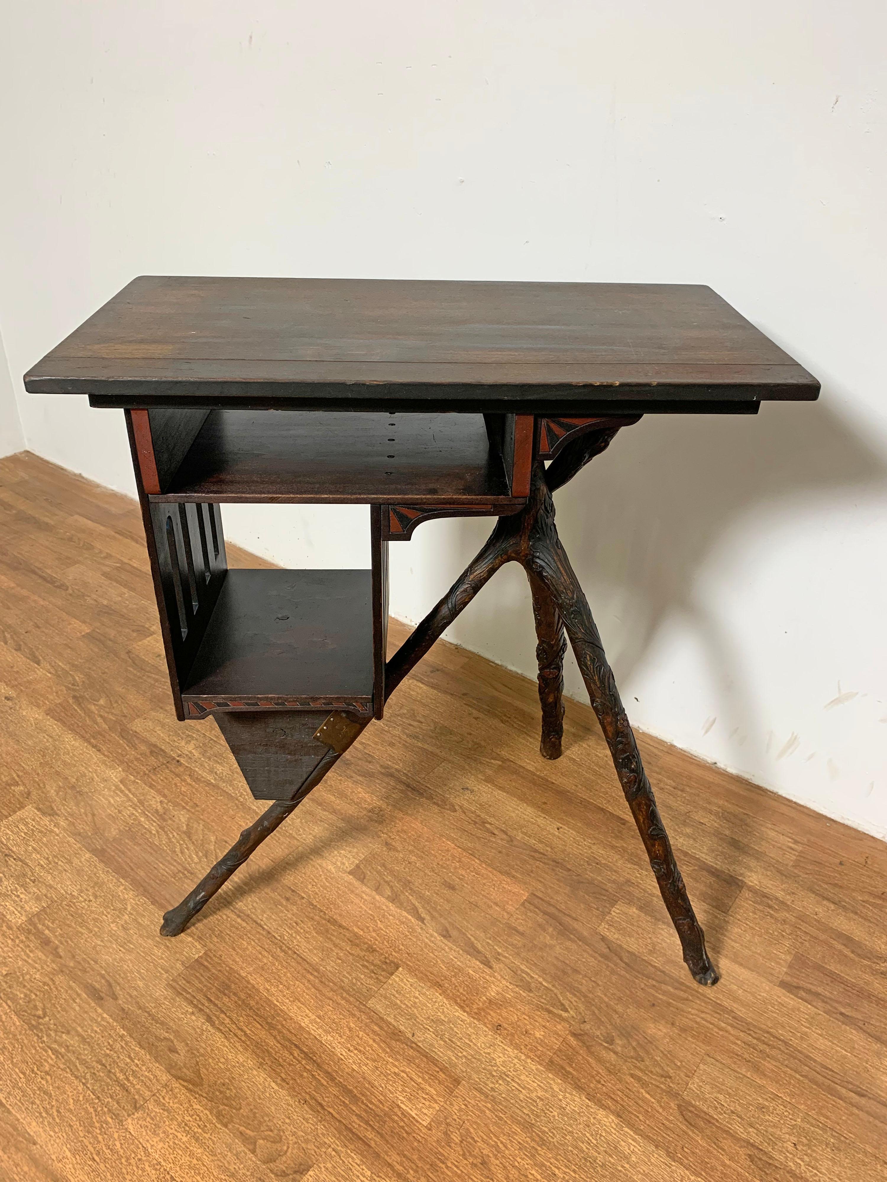Hand Carved Antique Adirondack Table Stand circa 1870s-1890 For Sale 9