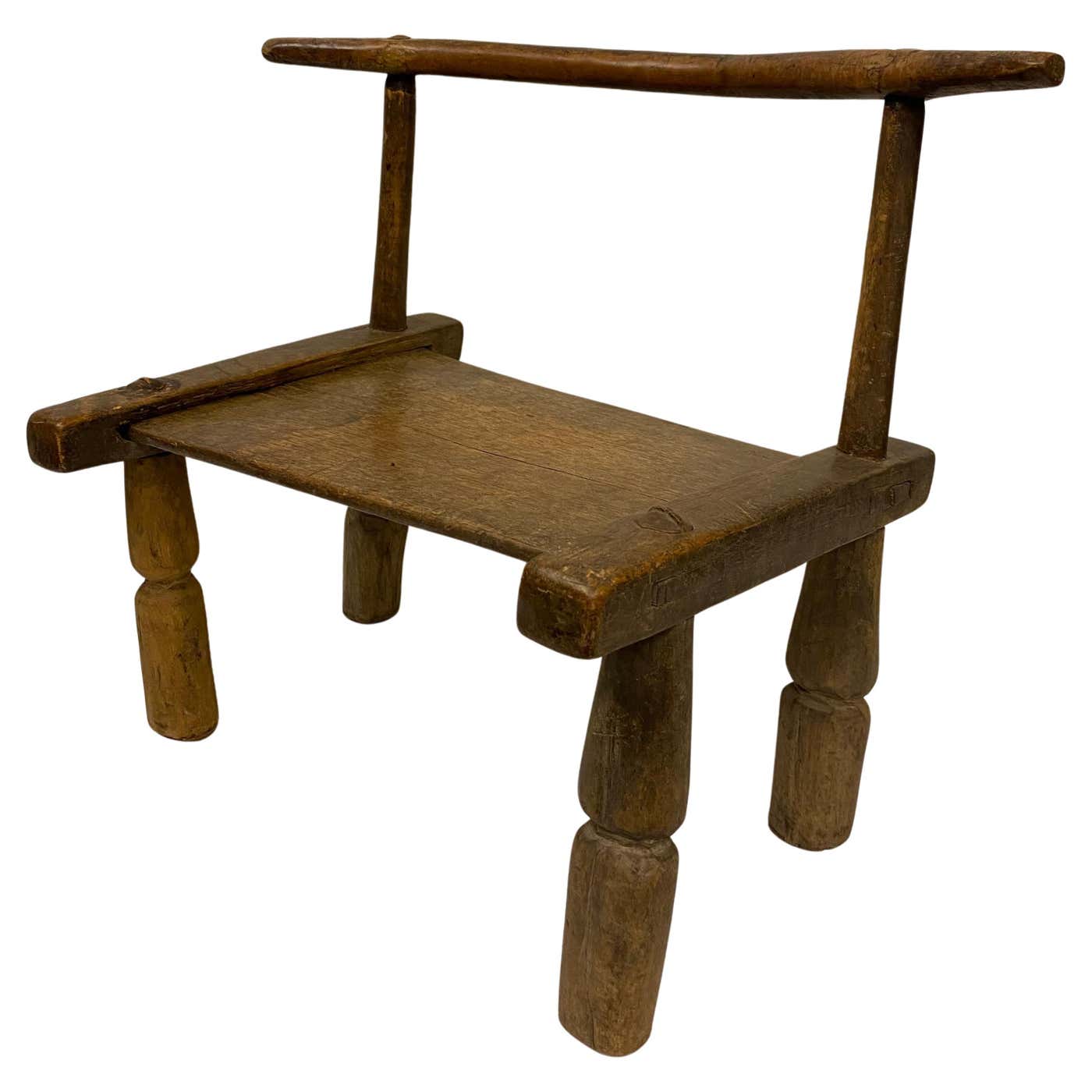 Hand Carved Antique African Baule Tribal Chair, Ivory Coast For Sale at ...