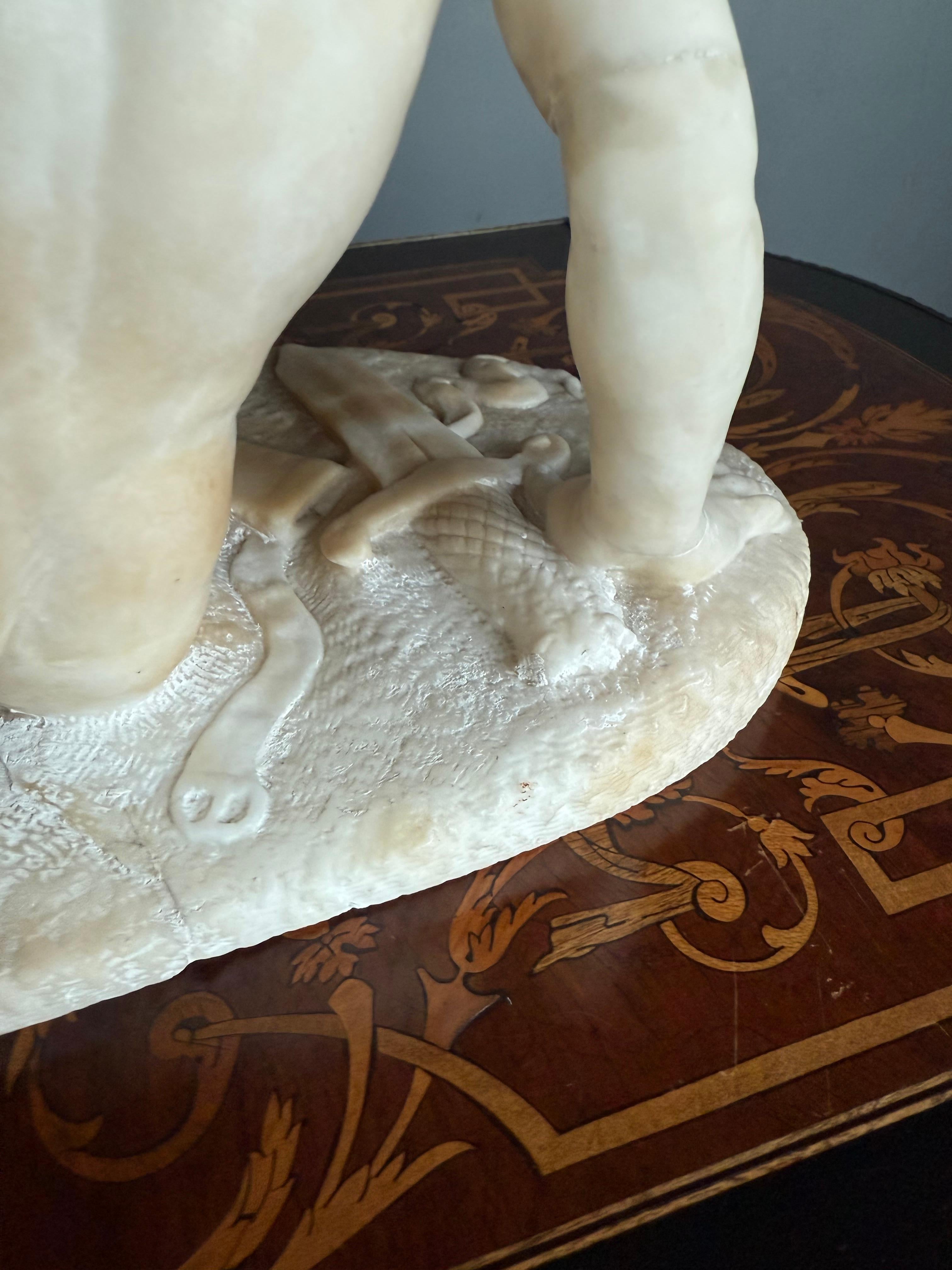 Hand Carved Antique Alabaster Sculpture / Statue of The Dying Gaul, Grand Tour For Sale 10