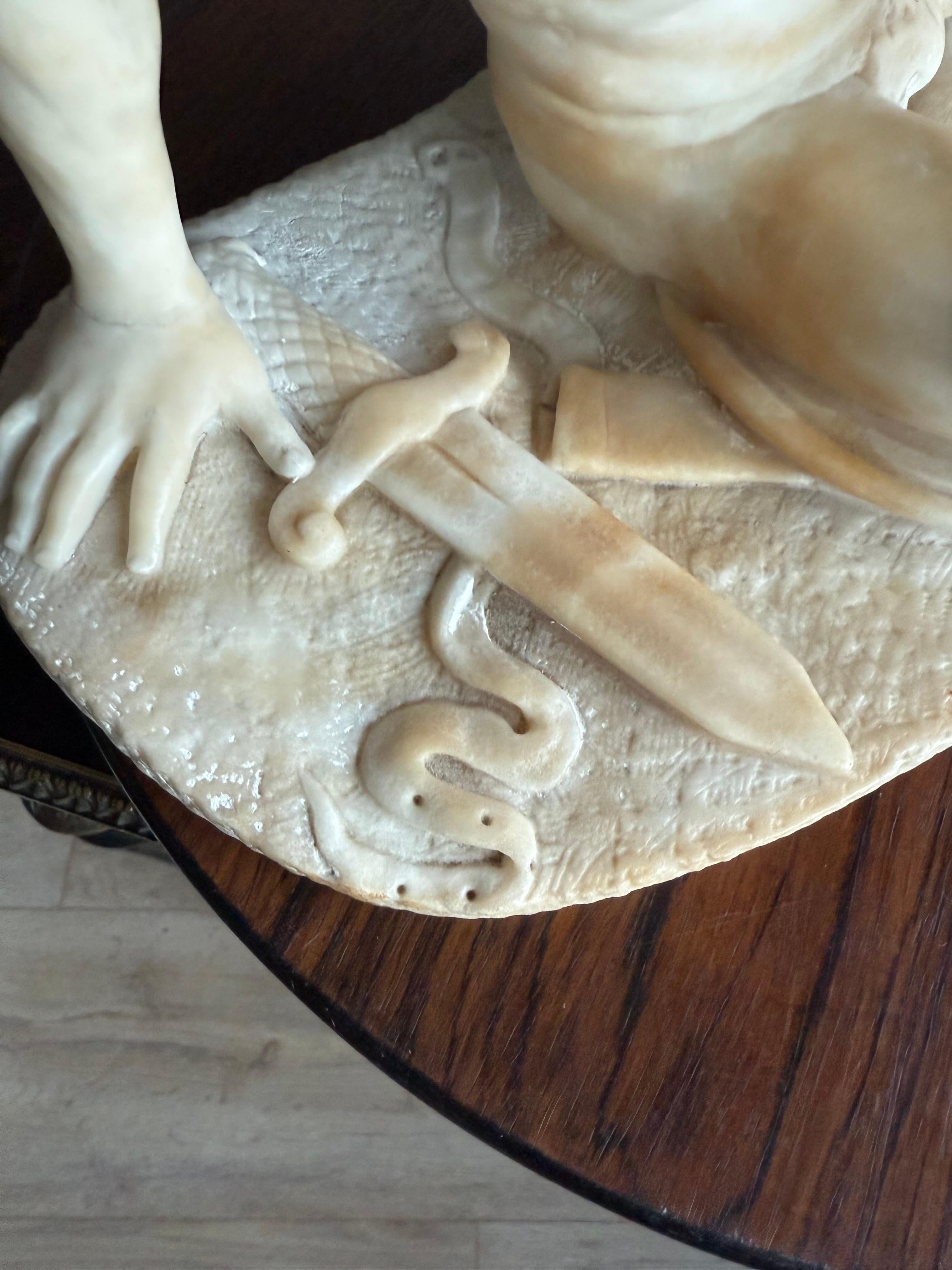Hand Carved Antique Alabaster Sculpture / Statue of The Dying Gaul, Grand Tour For Sale 12