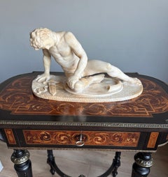 Hand Carved Antique Alabaster Sculpture / Statue of The Dying Gaul, Grand Tour