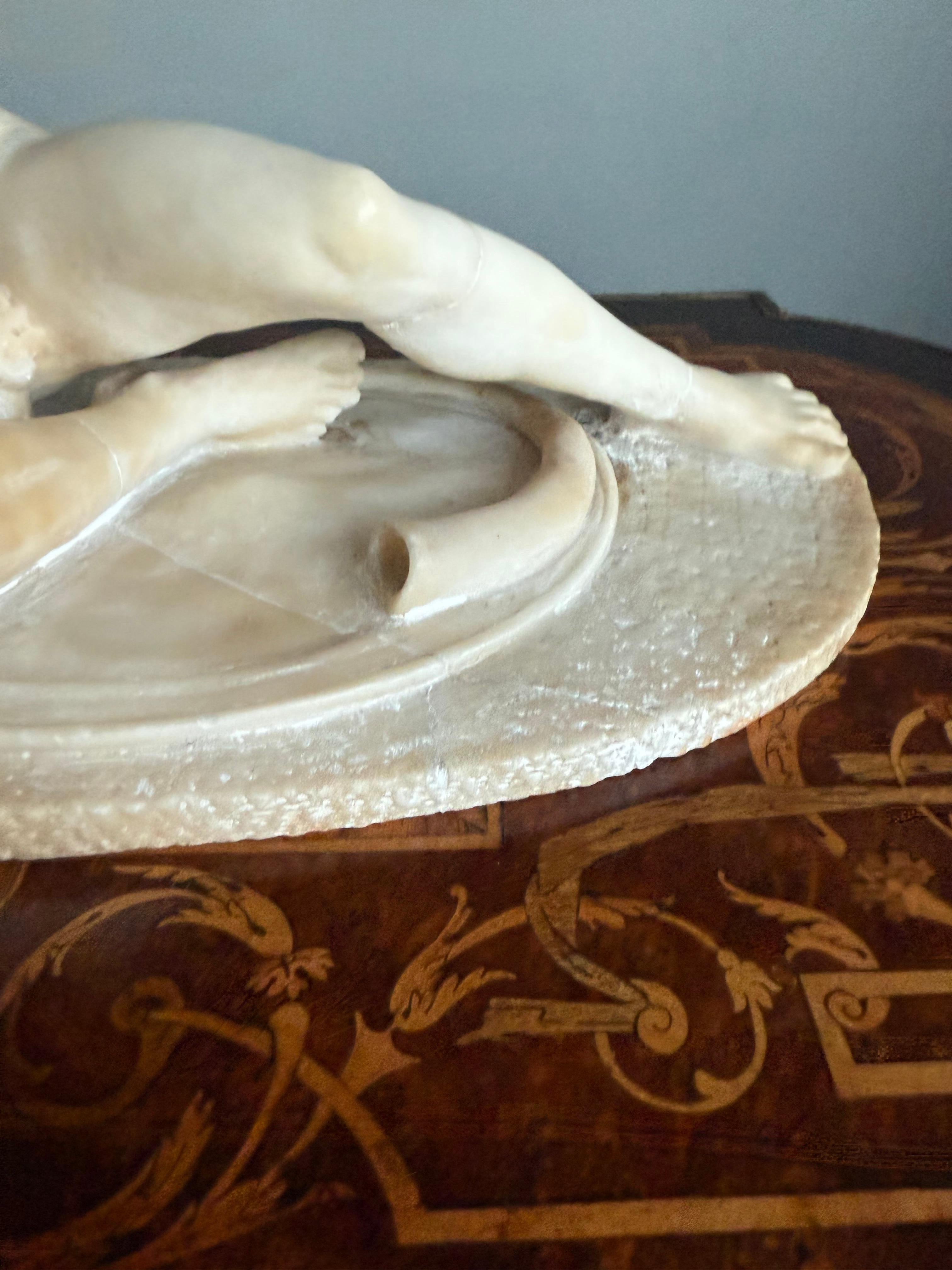 19th Century Hand Carved Antique Alabaster Sculpture / Statue of The Dying Gaul, Grand Tour For Sale