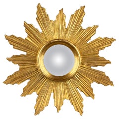 Hand carved Antique Giltwood Sunburst Mirror