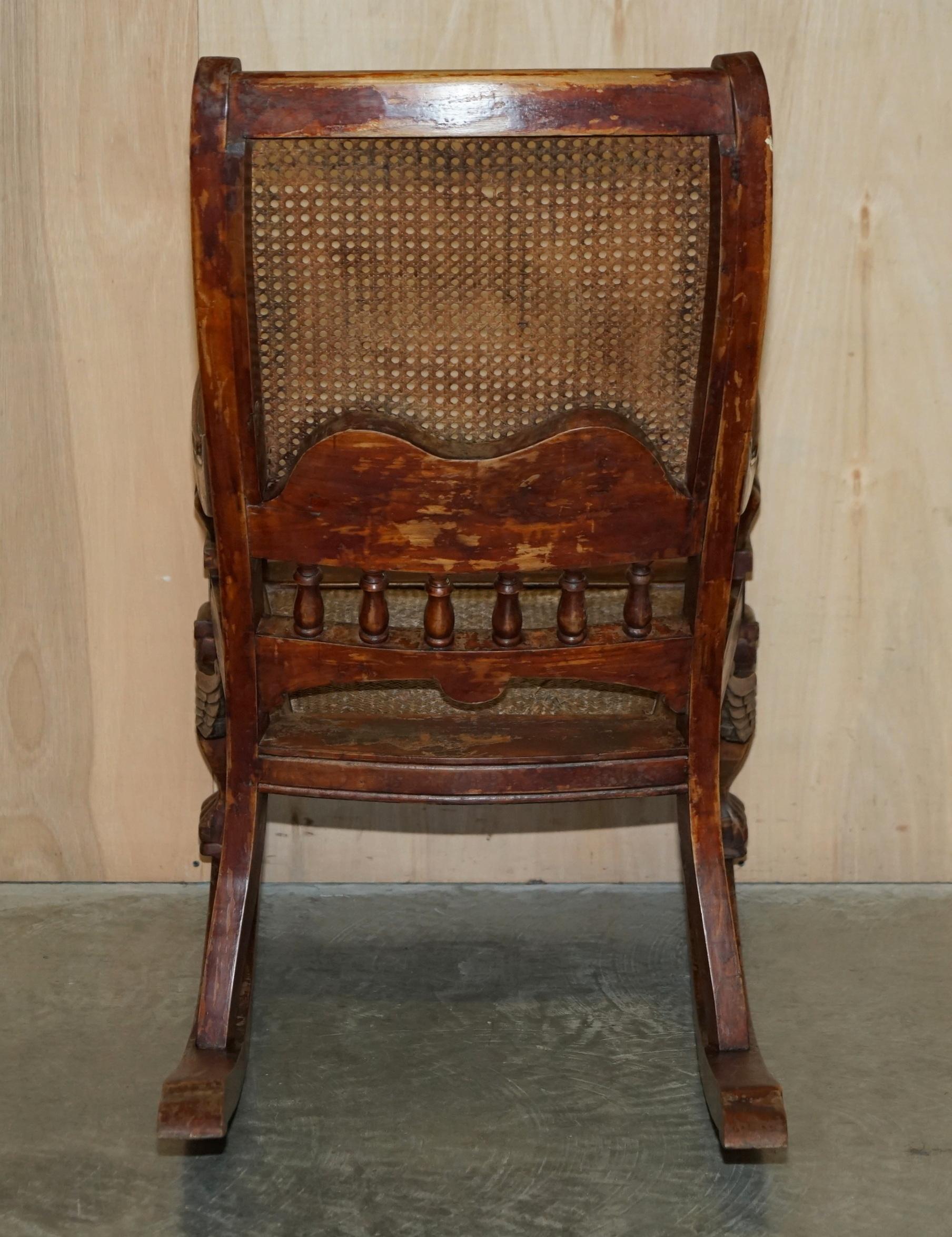 Hand Carved Antique Original Tibetan Rocking Armchair Must See Collectors Piece For Sale 14