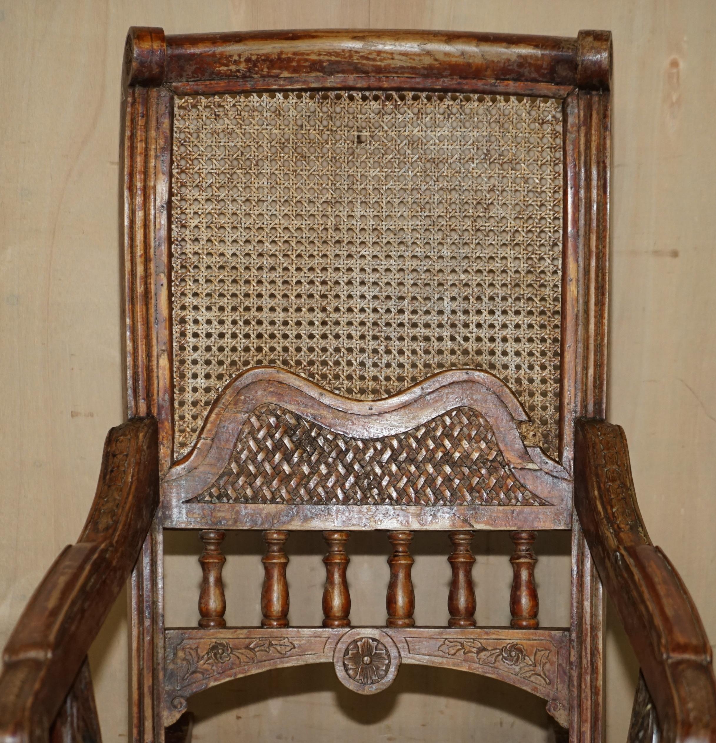 Other Hand Carved Antique Original Tibetan Rocking Armchair Must See Collectors Piece For Sale