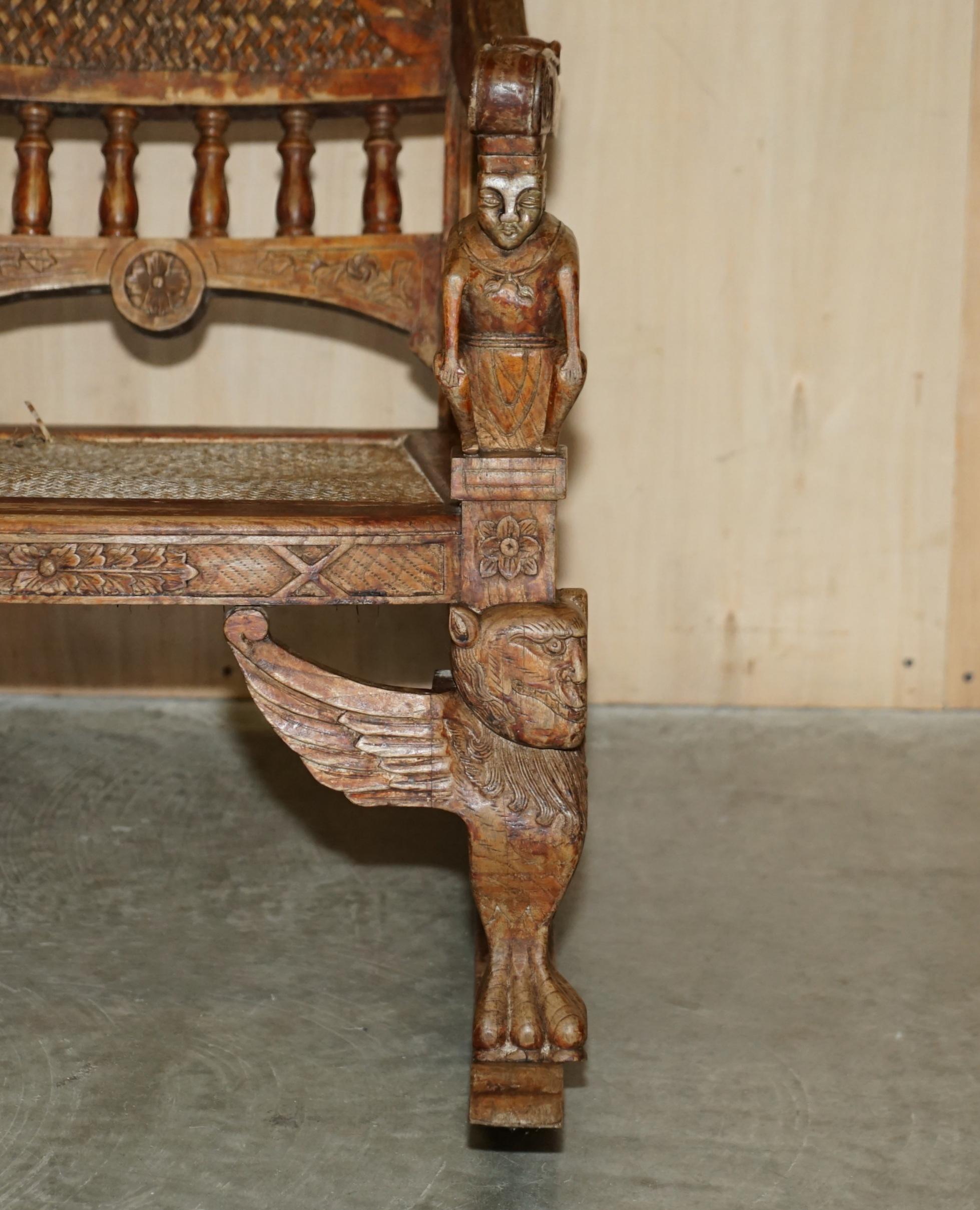Hand Carved Antique Original Tibetan Rocking Armchair Must See Collectors Piece For Sale 2