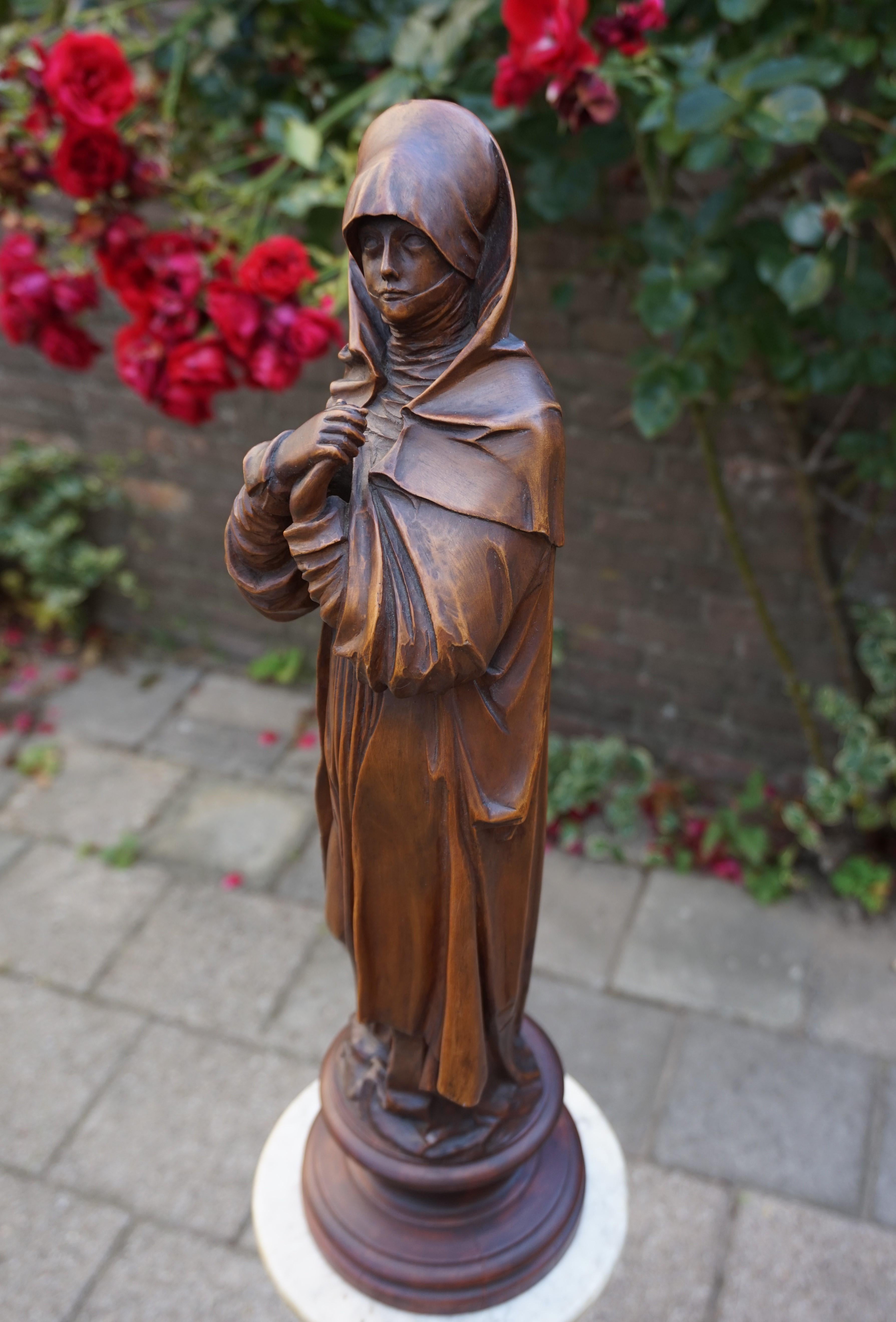Hand Carved Antique Wooden Statuette / Sculpture of Saint Teresa of Avila/ Jesus 5