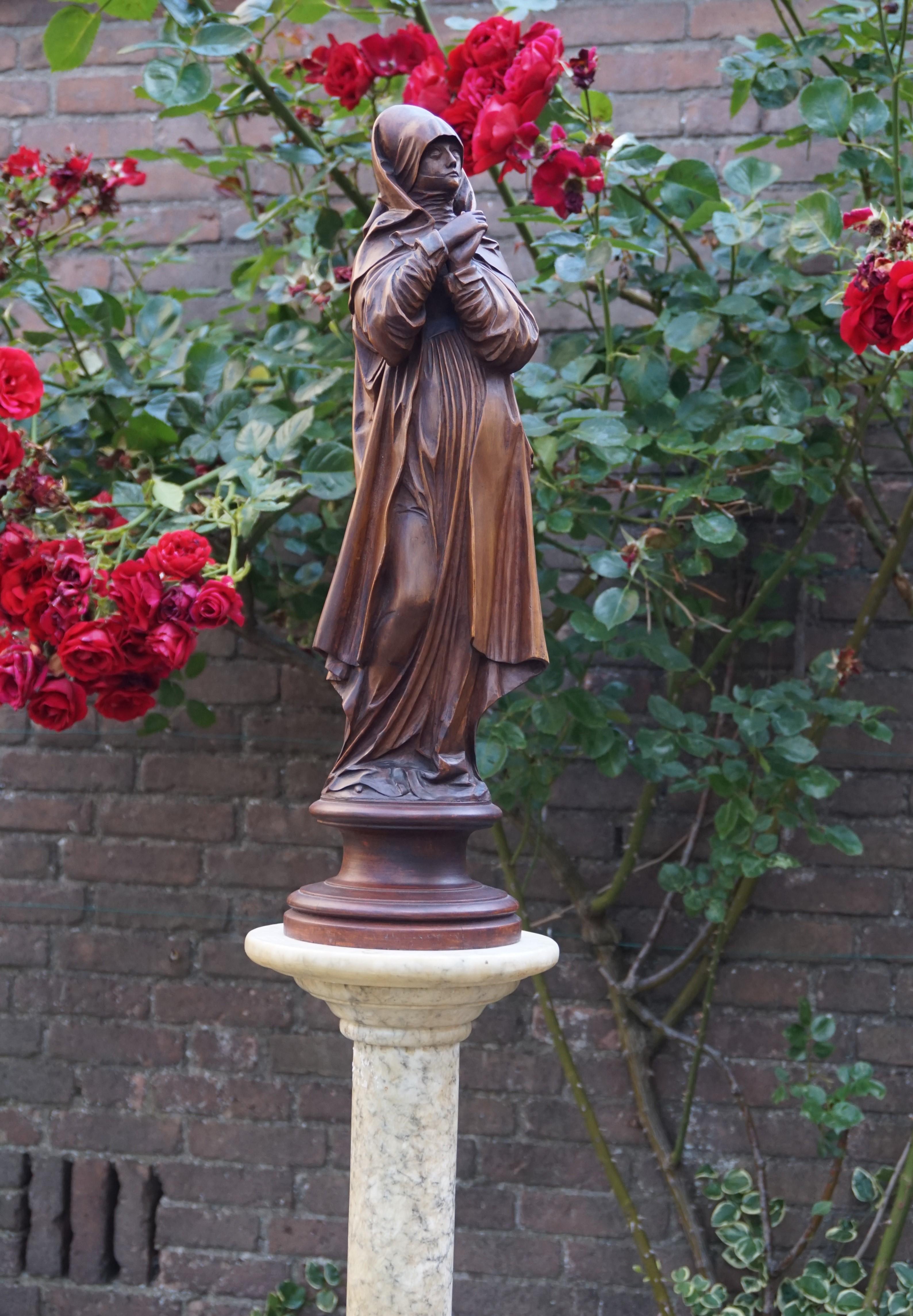 Hand Carved Antique Wooden Statuette / Sculpture of Saint Teresa of Avila/ Jesus 8